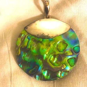 Mother of pearl large  silver pendant🐚